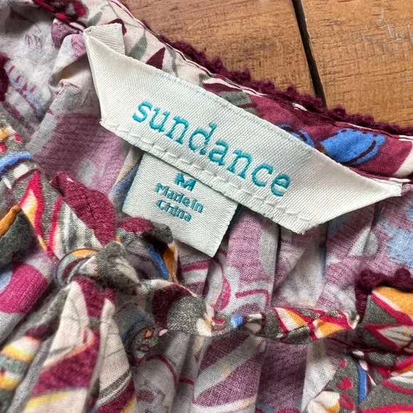 Sundance Belladonna Beauty Peasant Blouse 3/4 Sleeve Floral Cotton Top - Picture 13 of 16